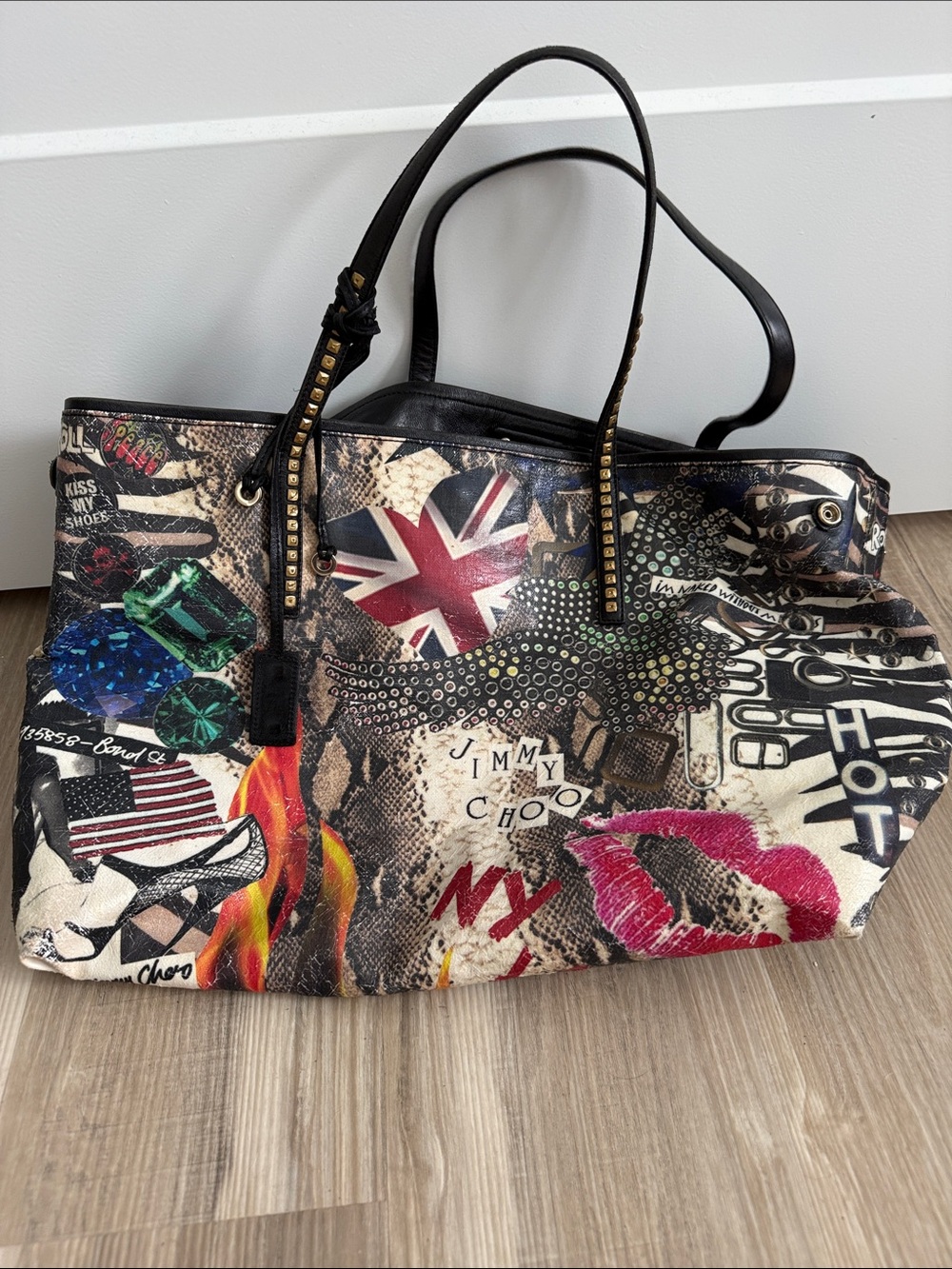 Jimmy Choo Project PEP Glazed Canvas Tote Bag